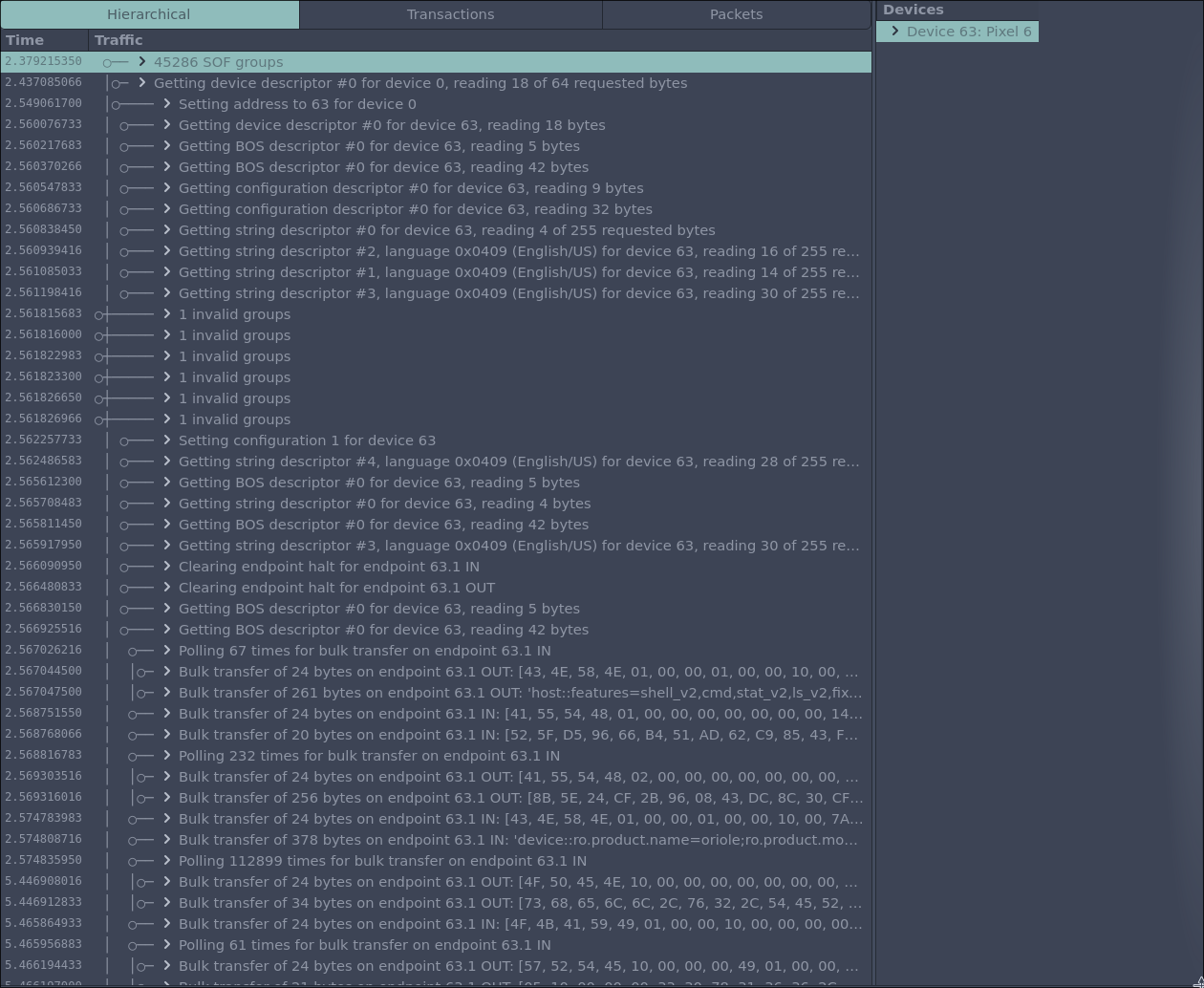 Screenshot of the packet capture