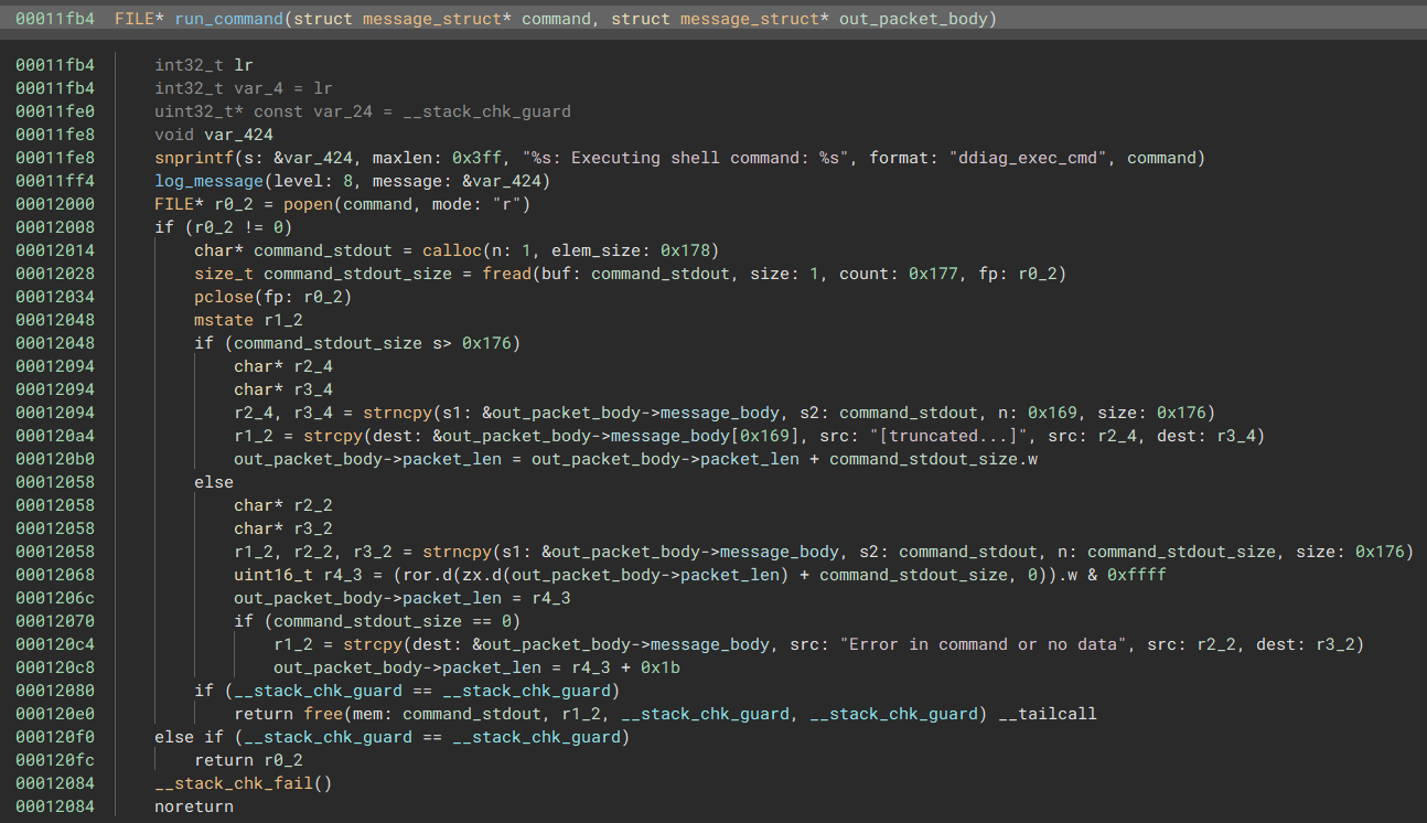 Run the diagnostic commands and capture the output